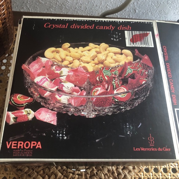 Vintage Estate French Lux Veropa Divided Crystal Divided Candy Dish IN BOX - Picture 5 of 12